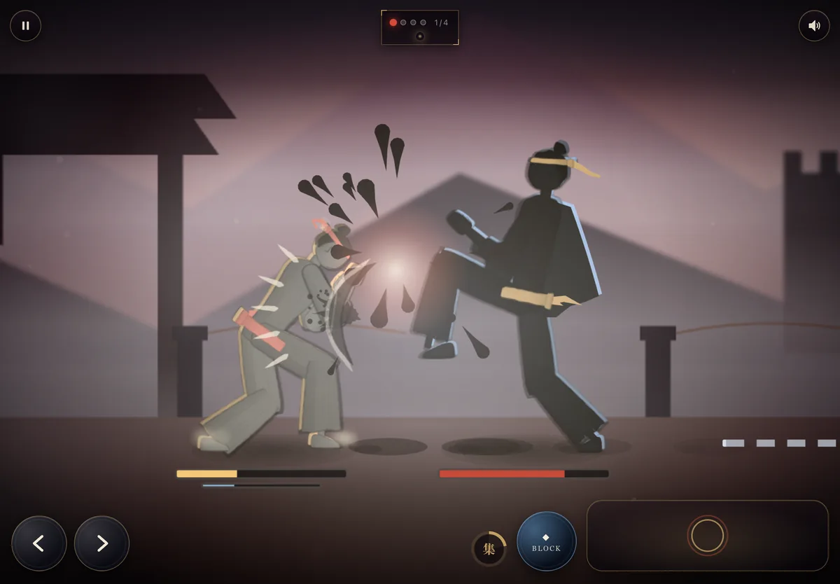 Fight in front of the mountain fortress: a hit knocks the opponent back
